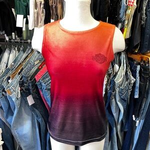 Vintage y2k Harley Davidson ombré velour tank top